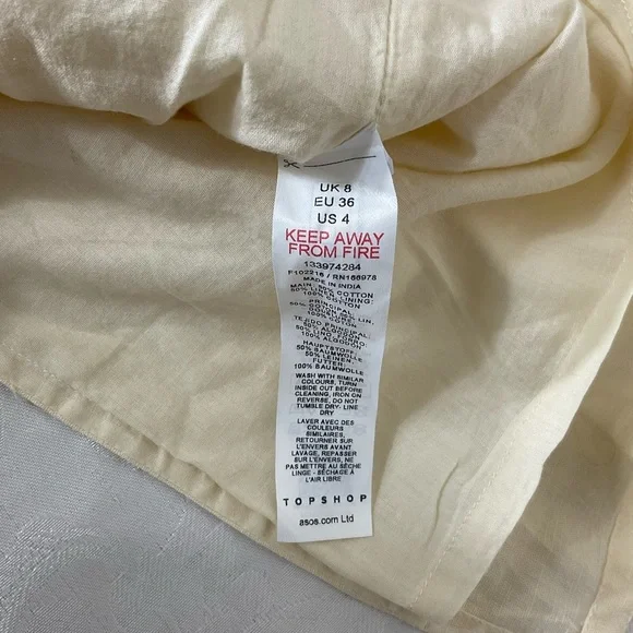 TopShop Women Size 4 Linen Blend Maxi Skirt Back Zip Back Slit & Side Runch NWT - Picture 8 of 10